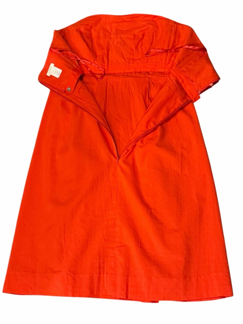 J.Crew Orange Swiss Dot Strapless Cotton Dress Size 2 - Picture 7 of 10